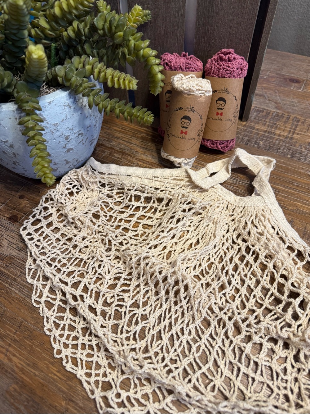 Eco Friendly cotton mesh re-usable tote